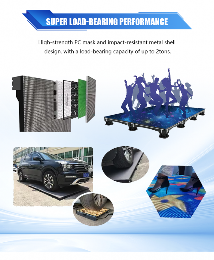 3D মঞ্চ ডান্স ফ্লোর প্যানেল ডিসপ্লে ইন্টারেক্টিভ এলইডি ফ্লোর টাইল স্ক্রিন P2.6 P2.97 P3.91 এলইডি স্ক্রিন 5